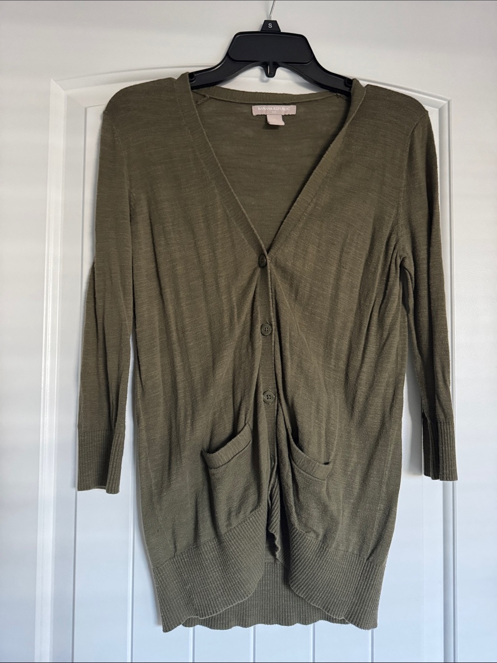 Banana Republic Olive Green Lightweight Button Front Cardigan